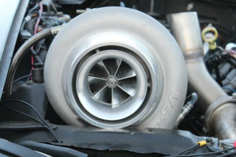 a car with a large tire