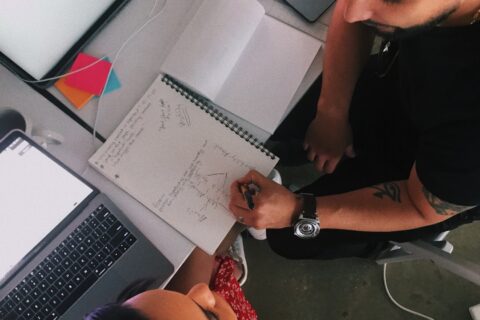 white spiral notebook on table