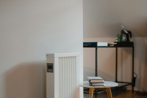 a room with a table and a chair