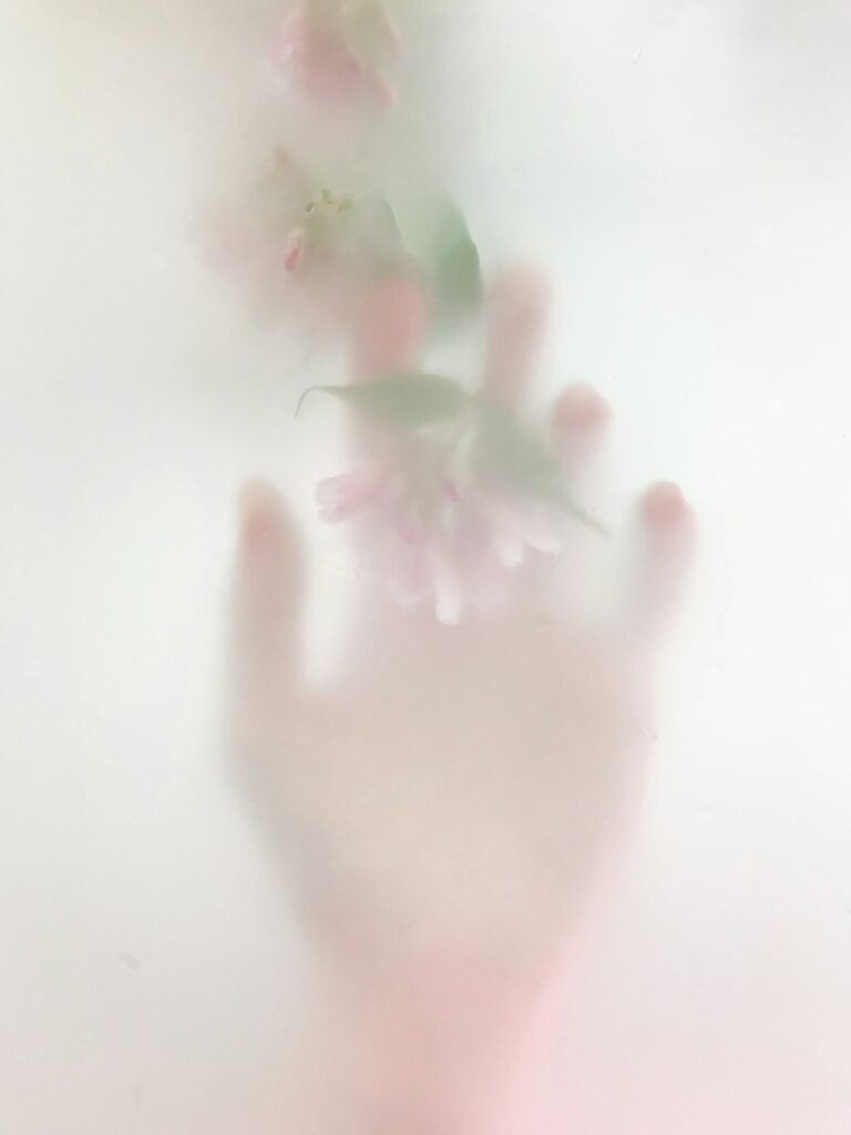 white and green flower on white surface