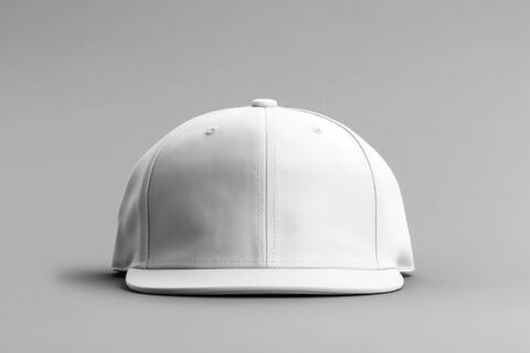 a white baseball cap on a gray background